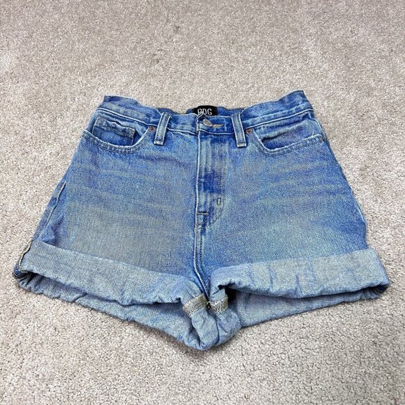 BDG Urban Outfitters Mom High Rise Shorts Blue Denim Cuffed Pockets Size 24 - Picture 6 of 10